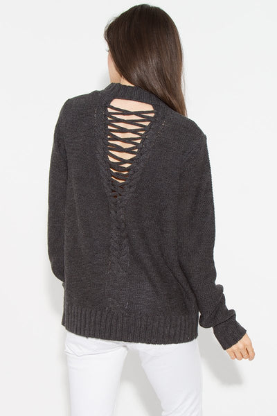 Royale Lace-Up Cutout Sweater