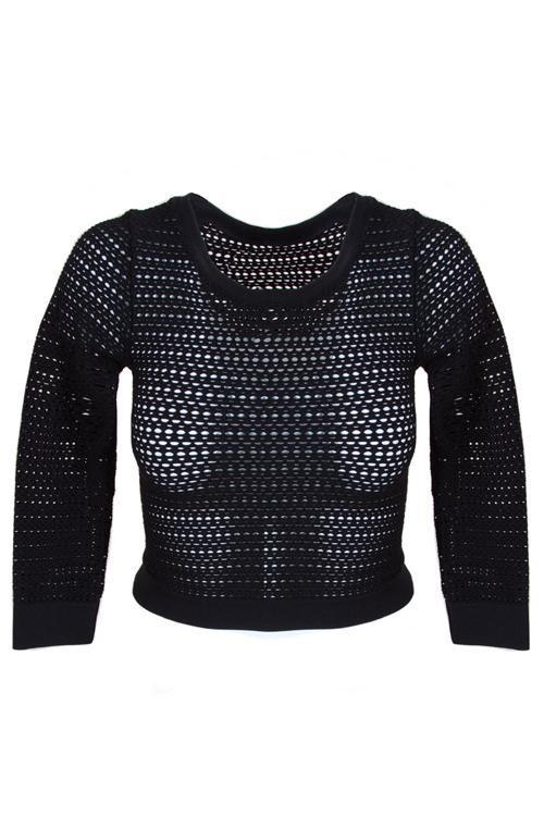 3/4 Sleeve Mesh Crop Top