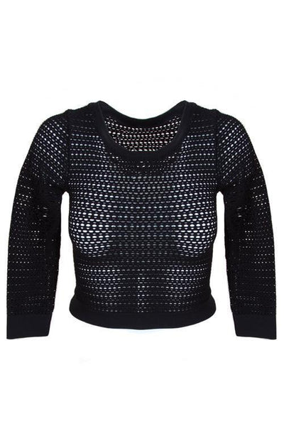3/4 Sleeve Mesh Crop Top