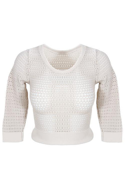 3/4 Sleeve Mesh Crop Top